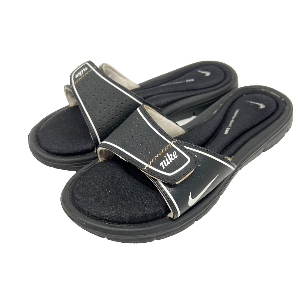 Nike 360883-011 Black Comfort Footbed Slides Slip On Women's Sandals Size 8